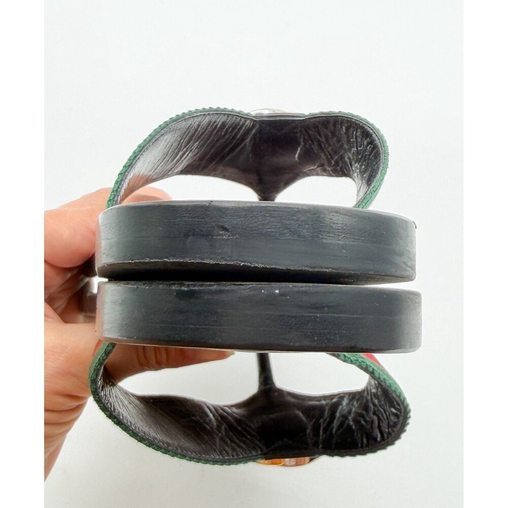 Gucci Kika GG Web Stripe Thong Sandals Black Red Flip Flop Flats EU 37.5 US 7.5 - Picture 7 of 13
